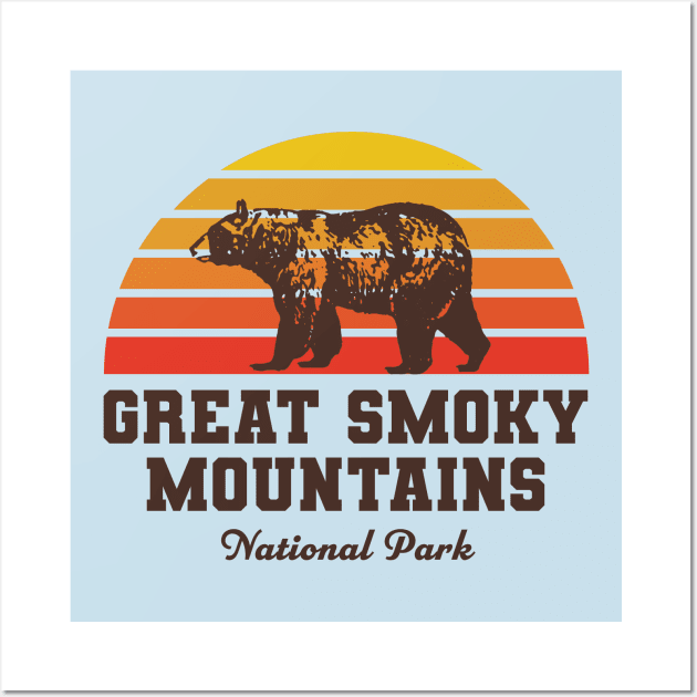 Great Smoky Mountains National Park Bear Retro Vintage Wall Art by PodDesignShop